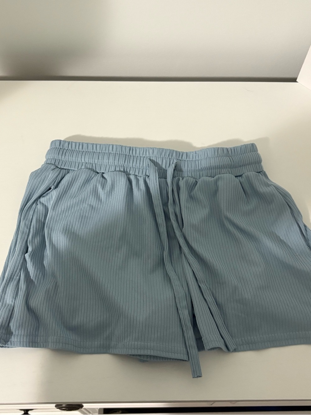 Urban Planet Light Blue Ribbed Pajama Shorts